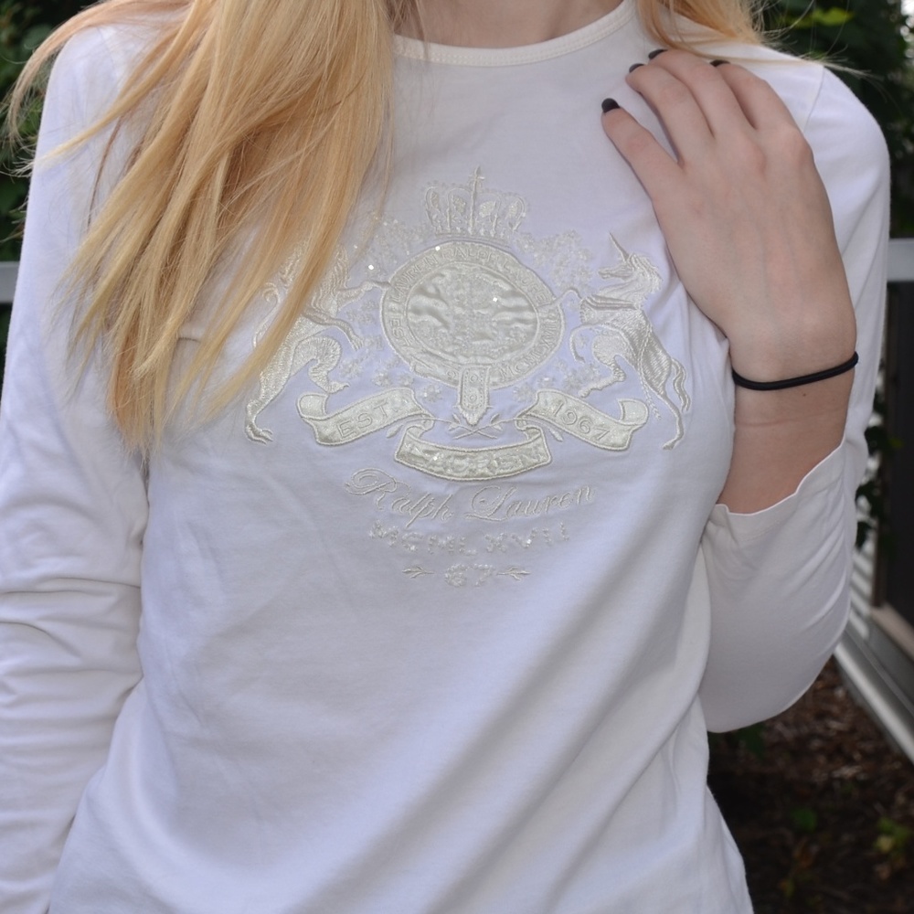 Y2K Ralph Lauren Beaded Crest Long Sleeve